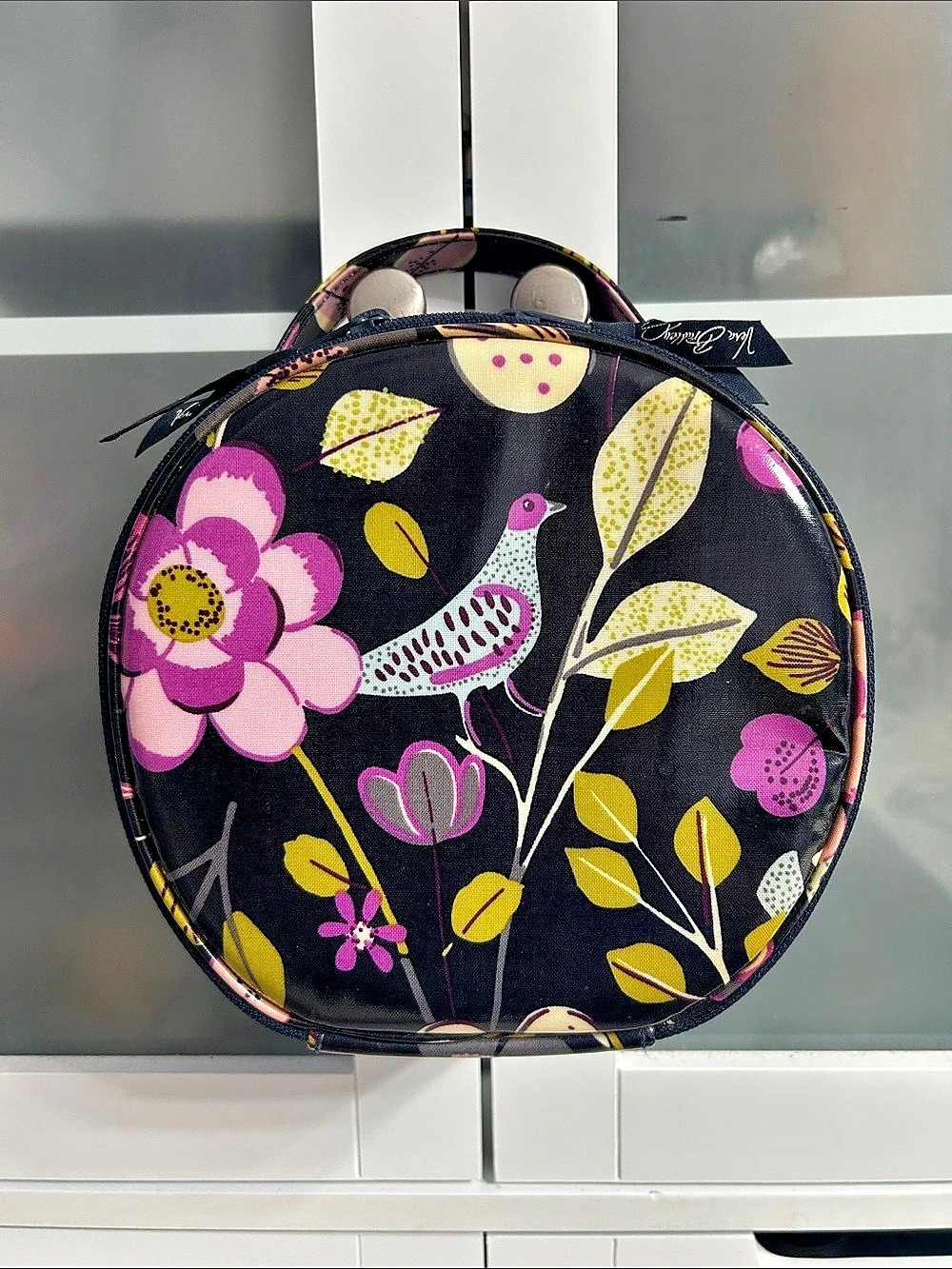 Vera Bradley Round Hatbox Makeup Bag - Floral Nightingale (Rare/Retired)